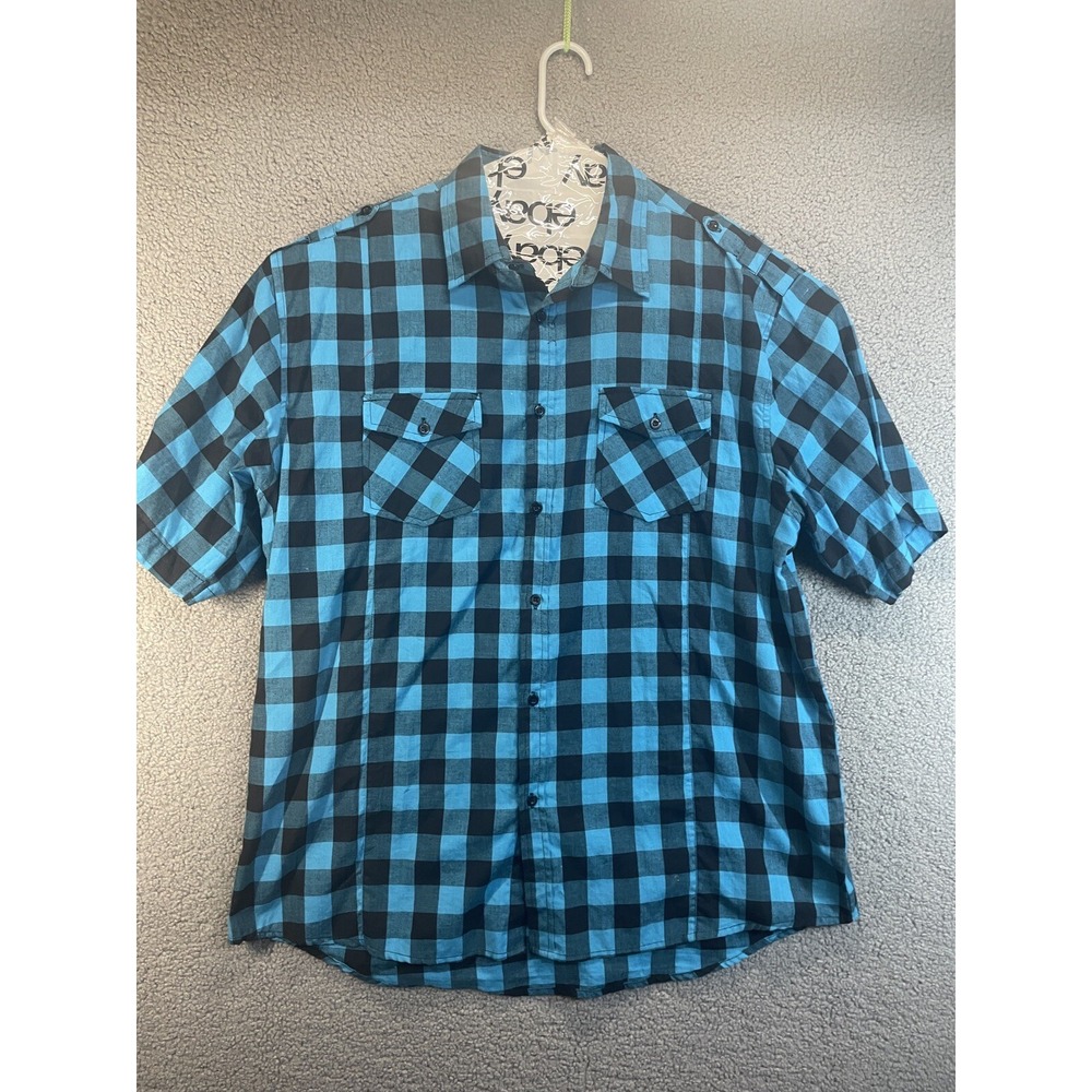 Cactus Man. ..Dress shirt with navy blue Tartan Blue XL